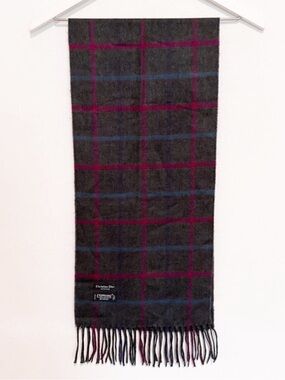 Christian Dior Scarf Plaid Windowpane Cashmaire Fringe Vintage Dark Academia
